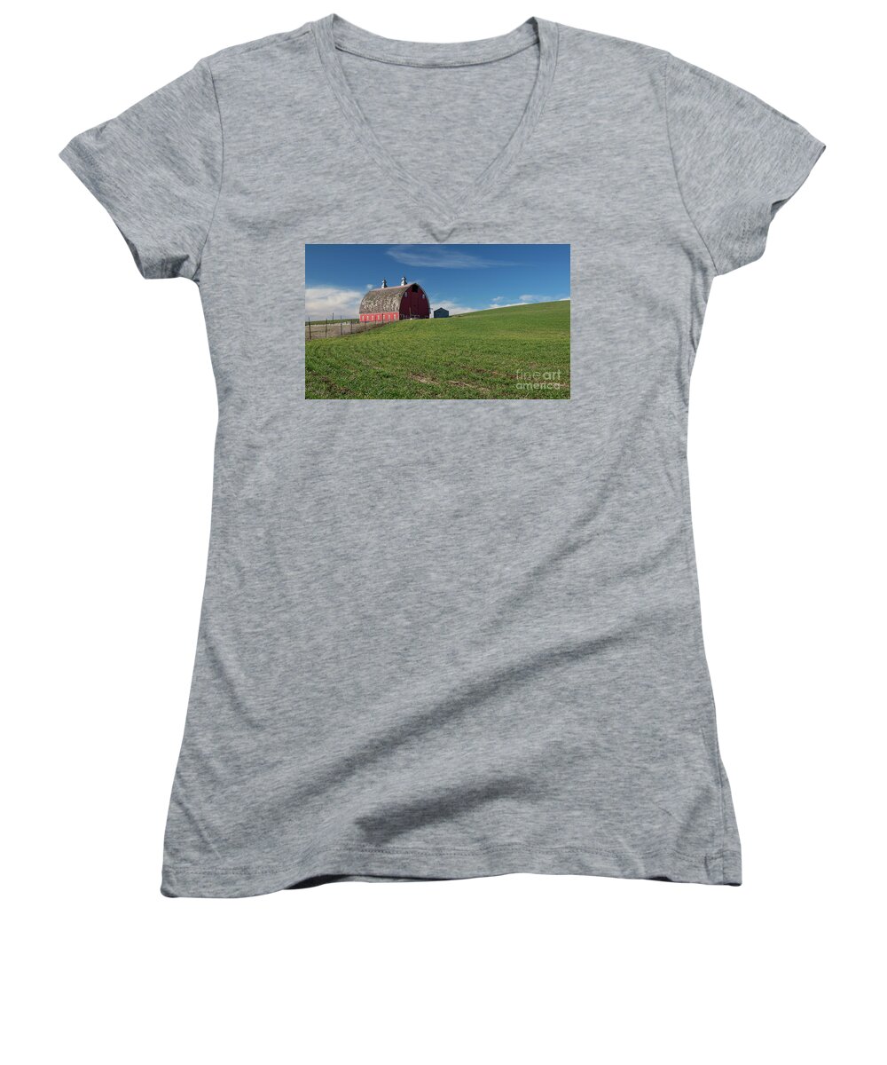 Early Spring Women's V-Neck featuring the photograph Old Red #1 by Idaho Scenic Images Linda Lantzy