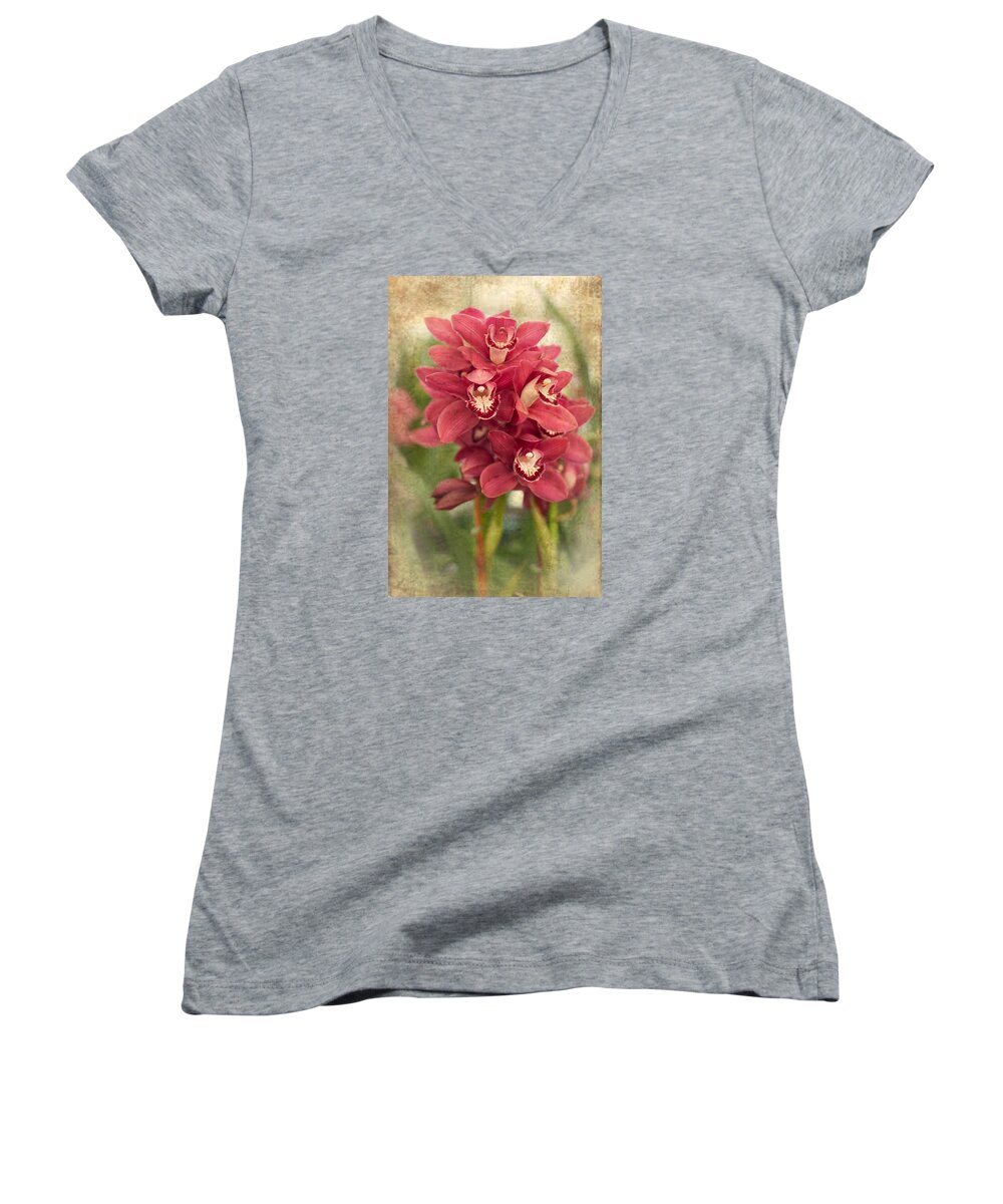 Flower Women's V-Neck featuring the photograph Orchid #1 by Catherine Lau
