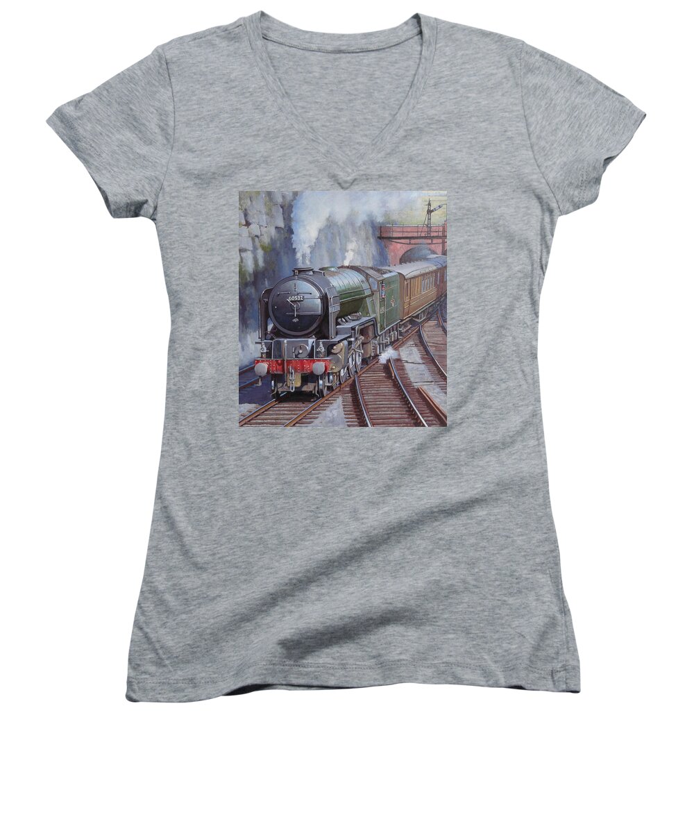 Steam Women's V-Neck featuring the painting Peppercorn Pacific. #2 by Mike Jeffries