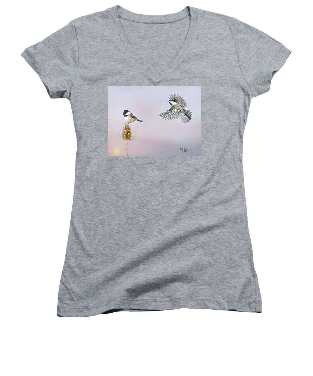 Early March Sunrise Women's V-Neck featuring the photograph Signs of Spring #1 by Peg Runyan