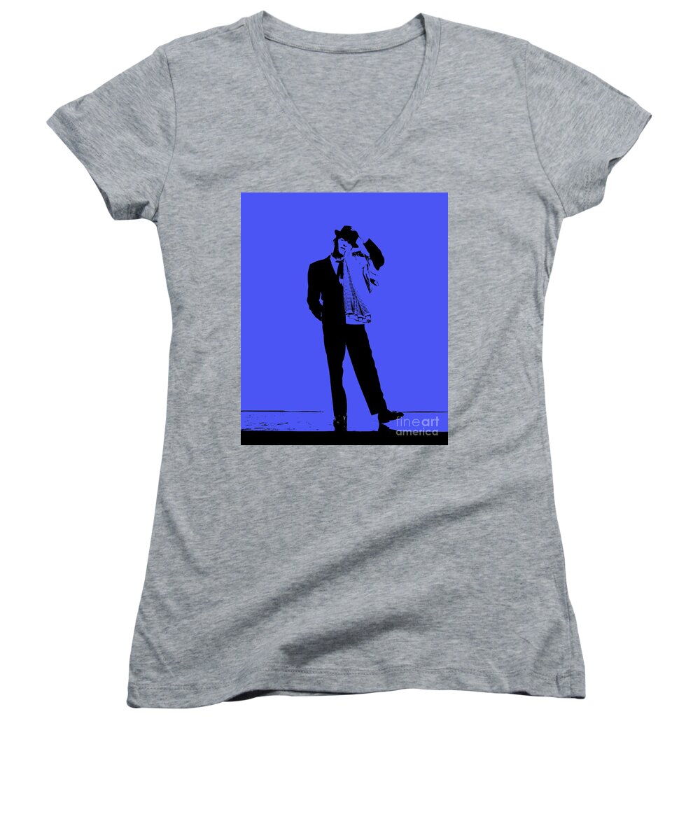 Sinatra Women's V-Neck featuring the photograph Sinatra - Ol' Blue Eyes #2 by Doc Braham