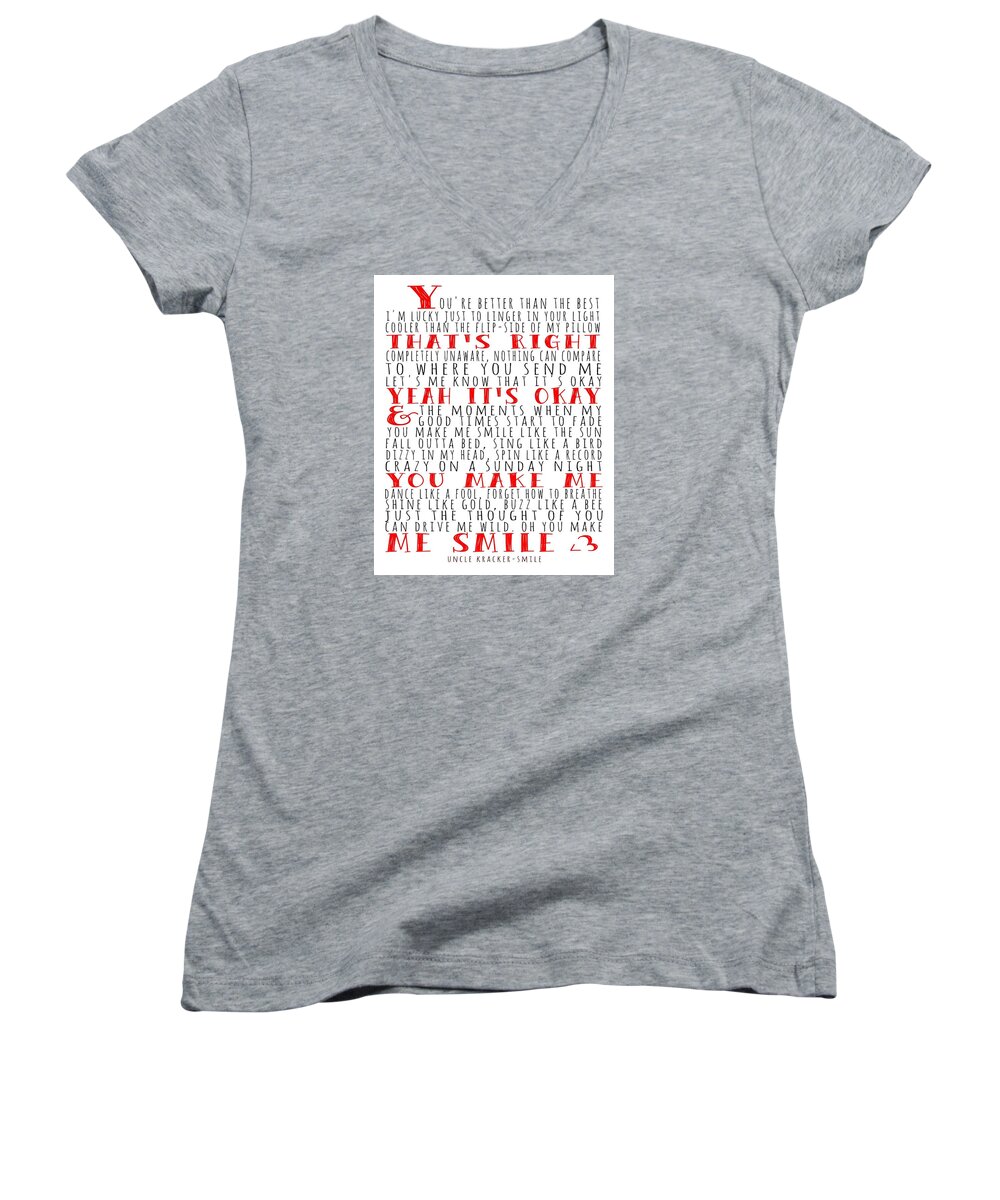 Lyrics Women's V-Neck featuring the photograph Smile #1 by Annie Walczyk