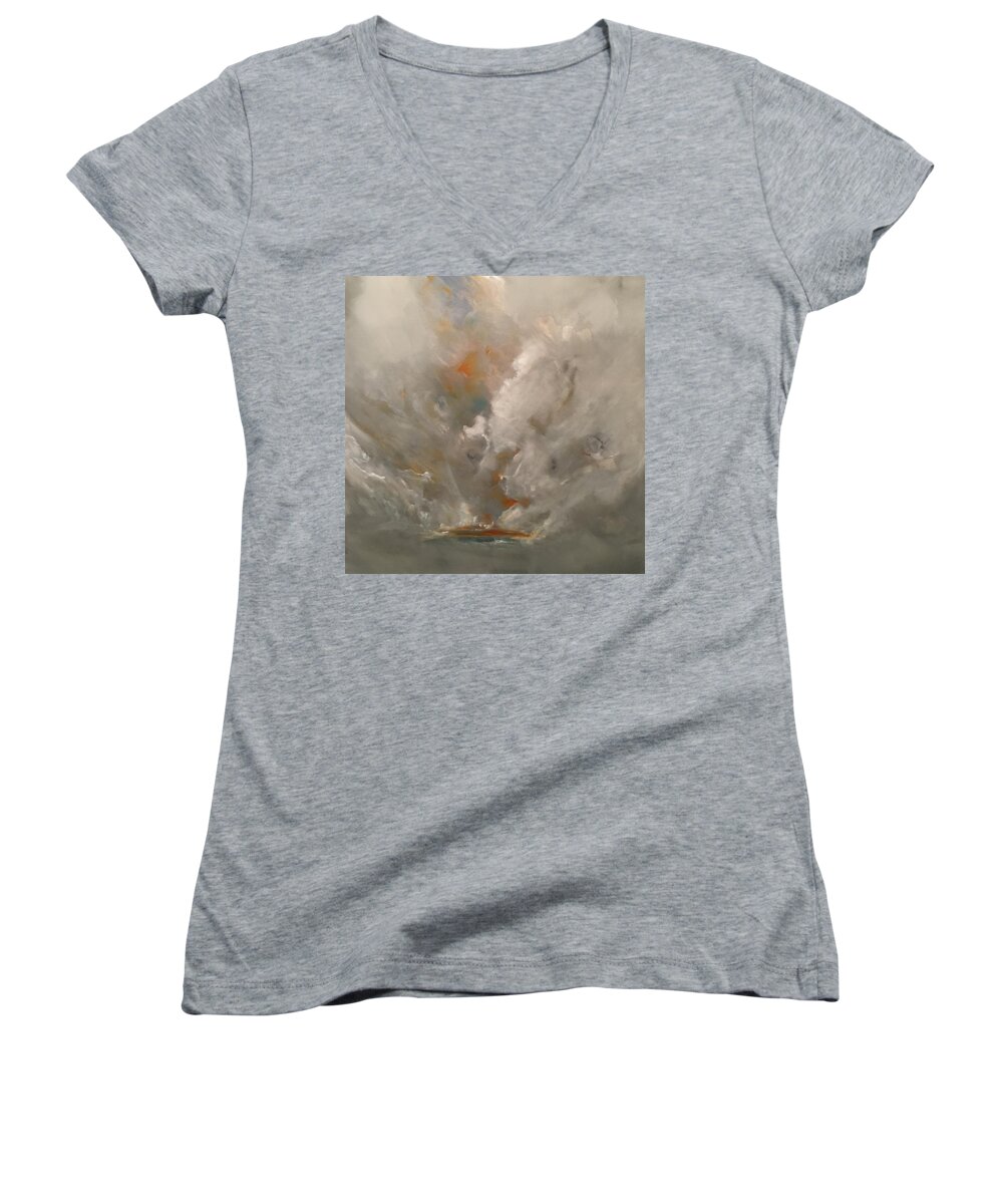 Abstract Women's V-Neck featuring the painting Solo Io by Soraya Silvestri