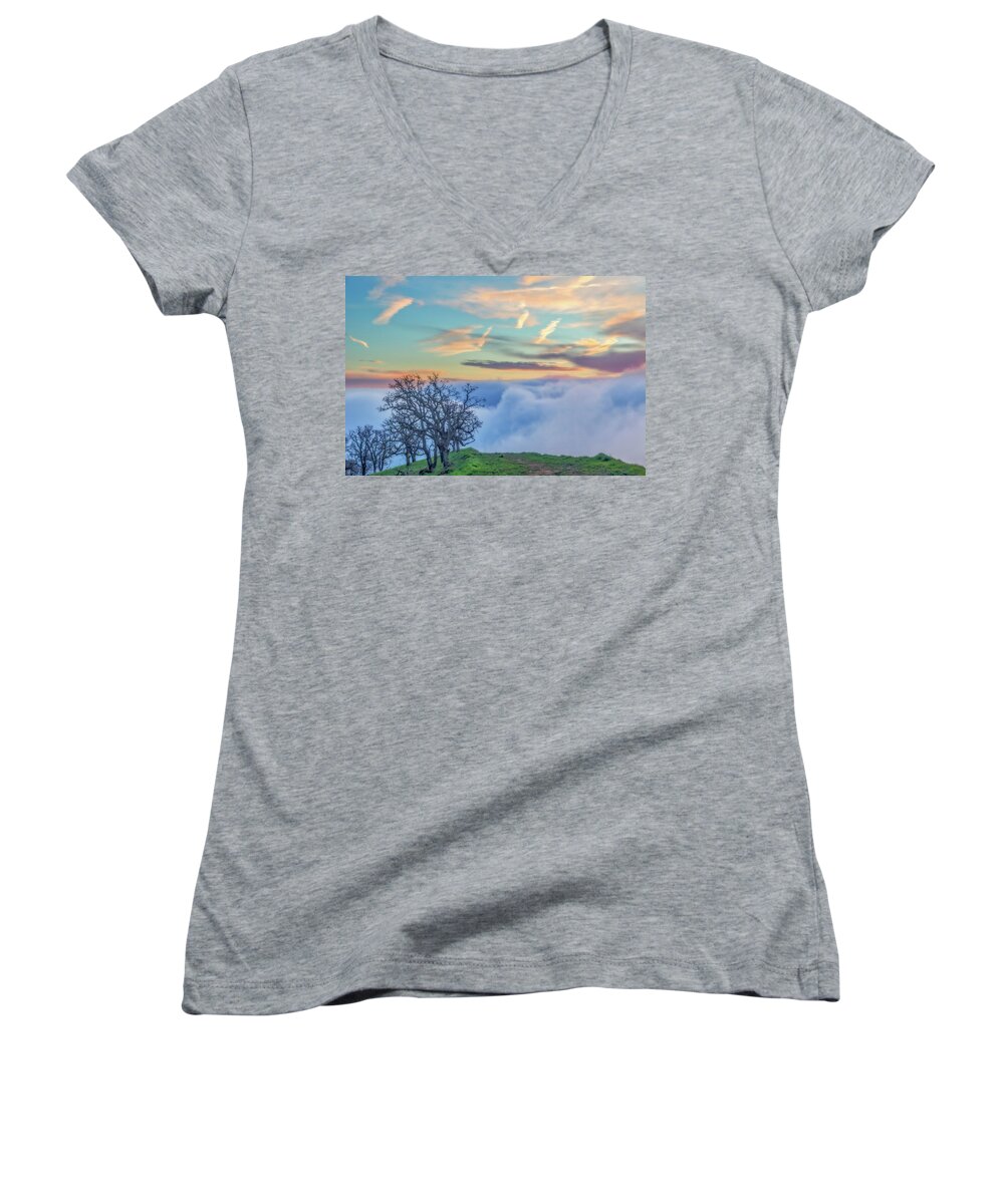 Landscape Women's V-Neck featuring the photograph Sunrise hike at Los Vaqueros #1 by Marc Crumpler