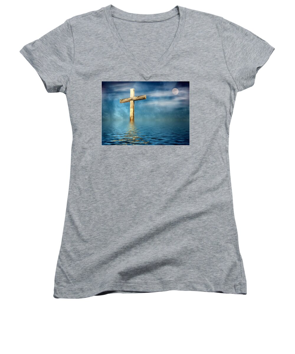 Cross Women's V-Neck featuring the photograph The Cross #2 by Joyce Dickens