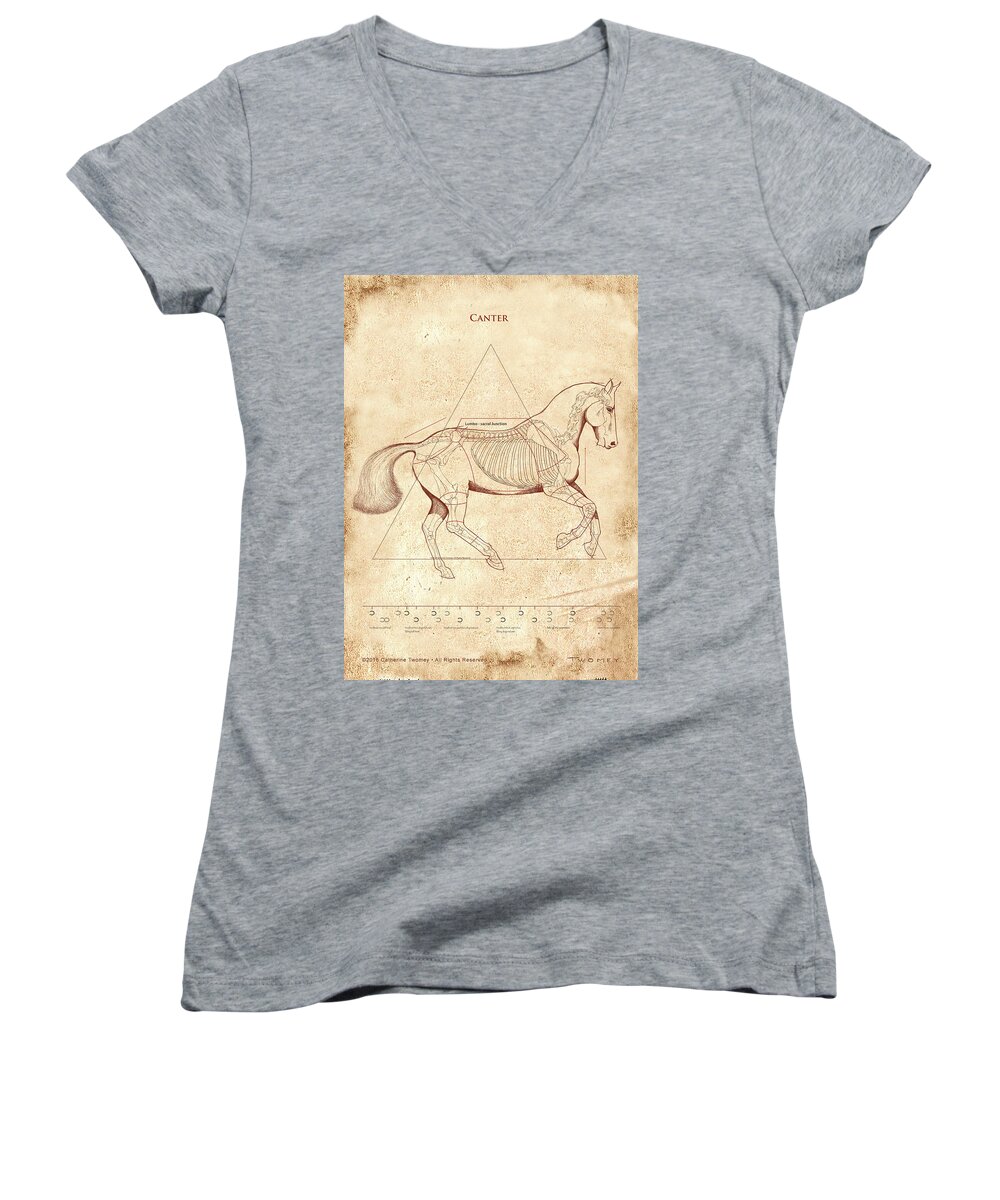 Horse Women's V-Neck featuring the painting The Horse's Canter Revealed #1 by Catherine Twomey