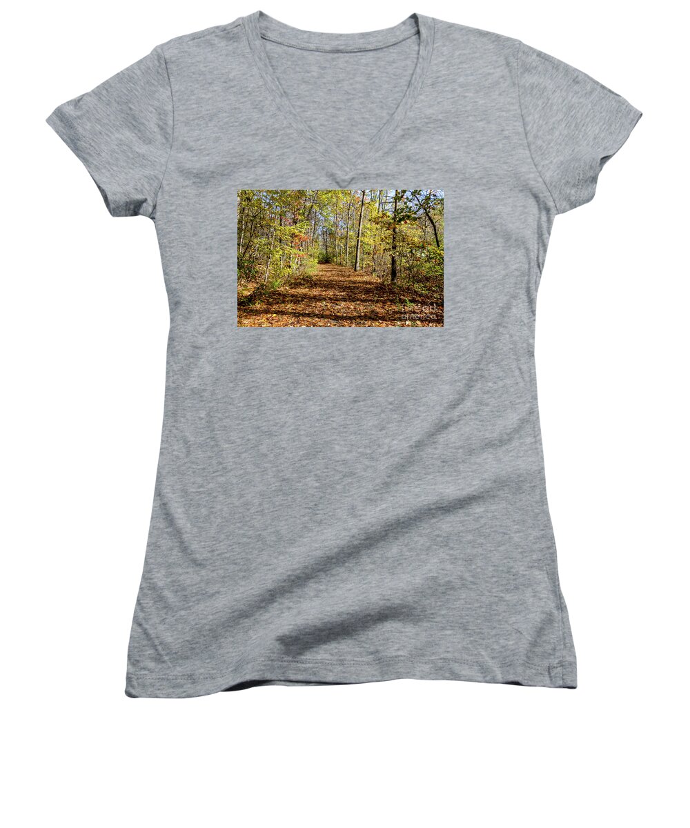 Outlet Women's V-Neck featuring the photograph The Outlet Trail #1 by William Norton