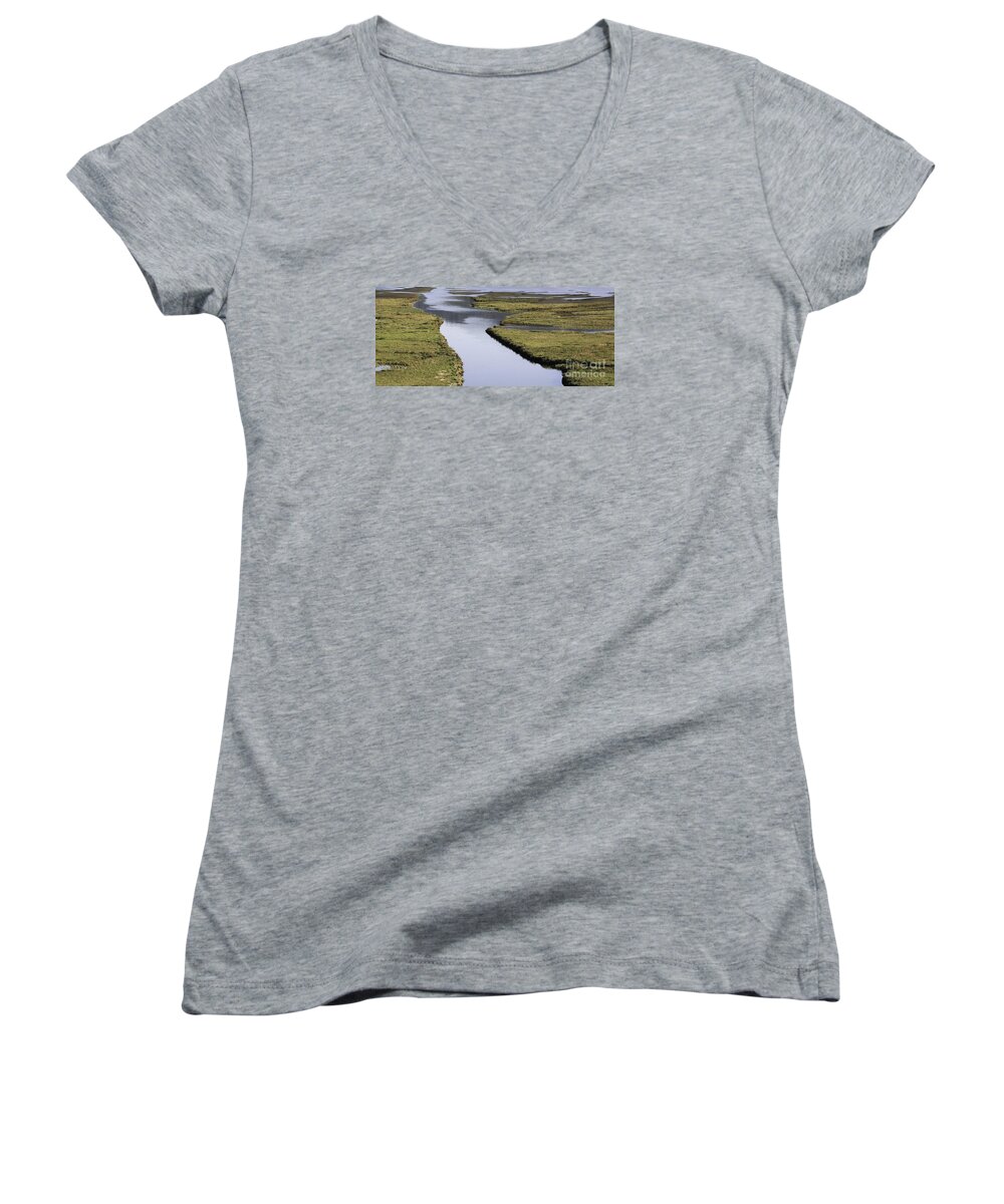 Nature Women's V-Neck featuring the photograph Tomales Marsh by Joyce Creswell