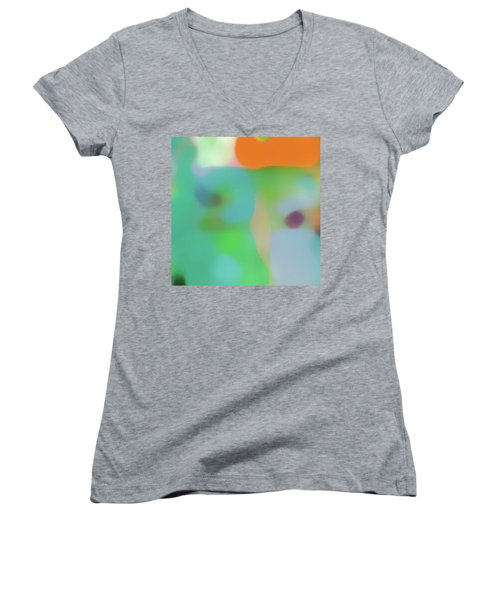 Art Women's V-Neck featuring the mixed media Translucent Abstractions Series #1 by Ricki Mountain