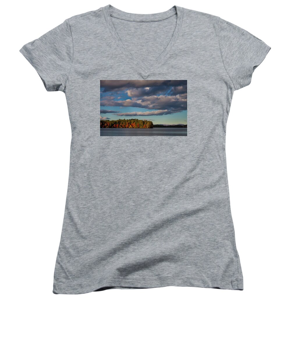 Fall Women's V-Neck featuring the photograph Trapp's Point #2 by Benjamin Dahl
