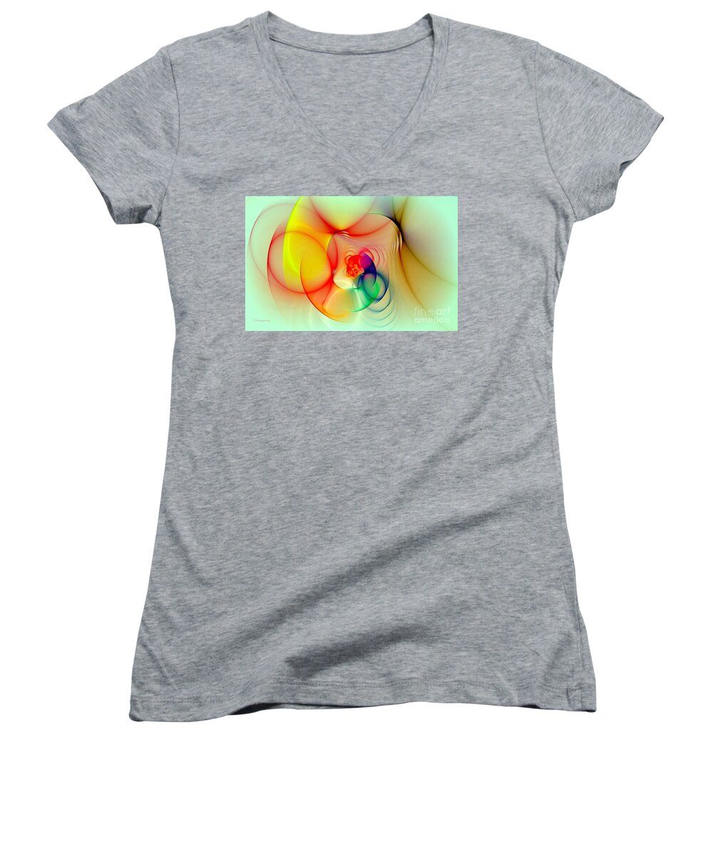 Home Women's V-Neck featuring the digital art Twisted Rings Inverted by Greg Moores