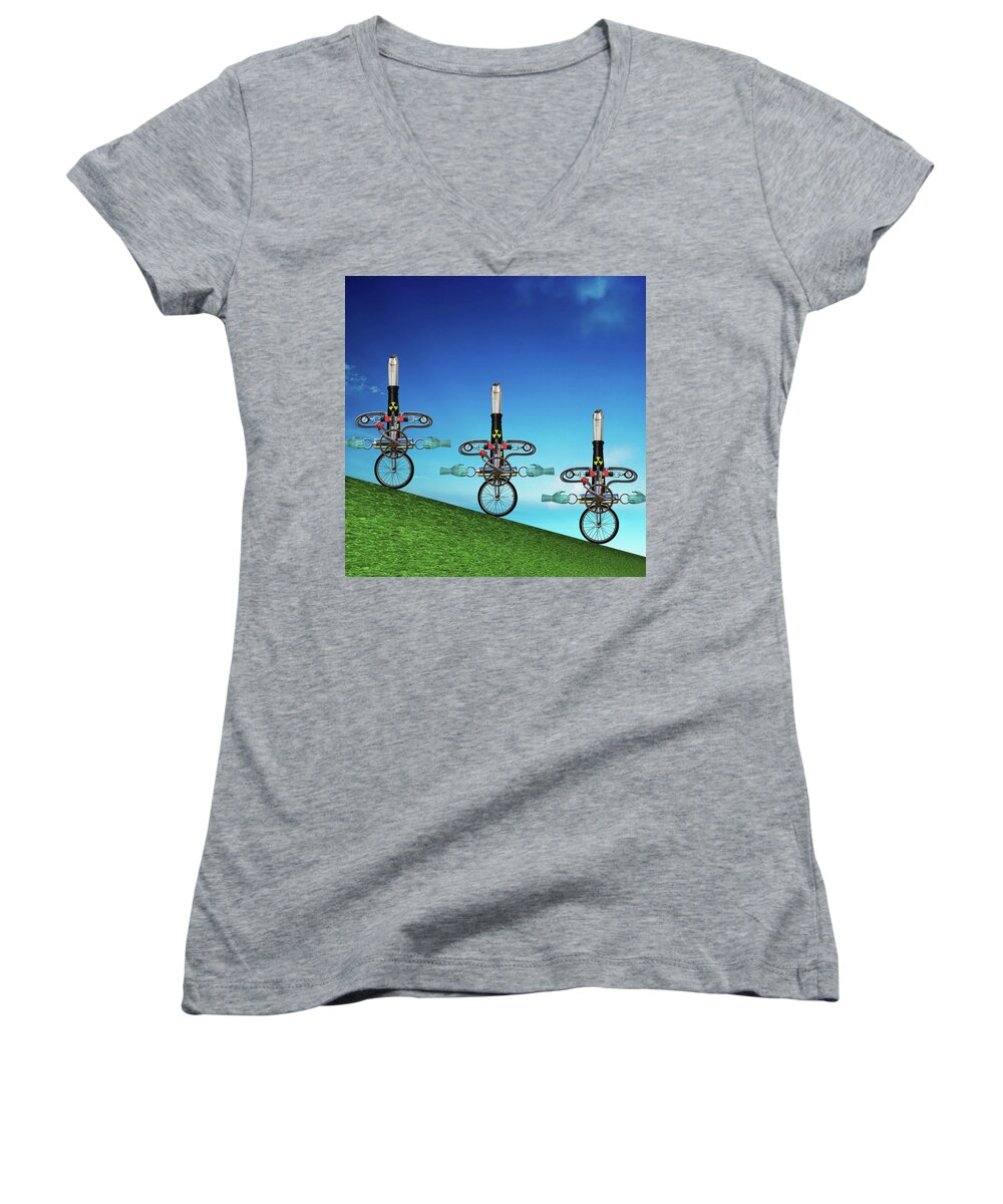Mighty Sight Studio Women's V-Neck featuring the photograph Unanchored #1 by Steve Sperry
