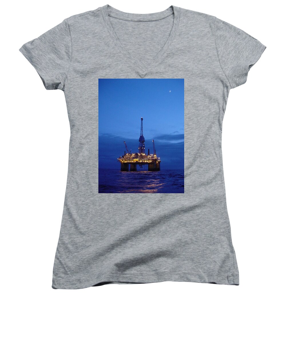 Photograph Women's V-Neck featuring the photograph Visund in the Twilight by Charles and Melisa Morrison