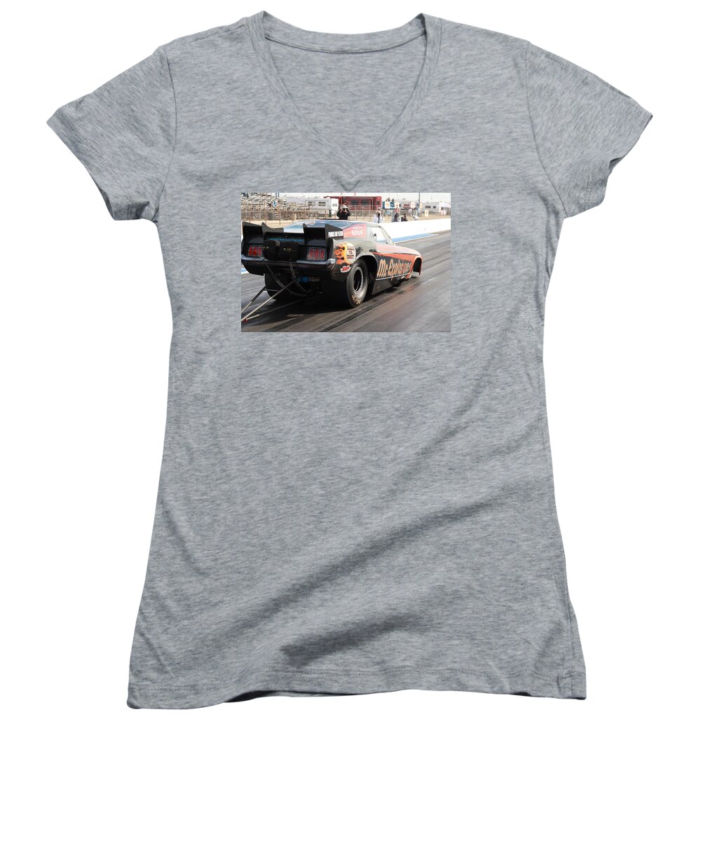 Funny Car Women's V-Neck featuring the photograph Funny Car #12 by Jackie Russo