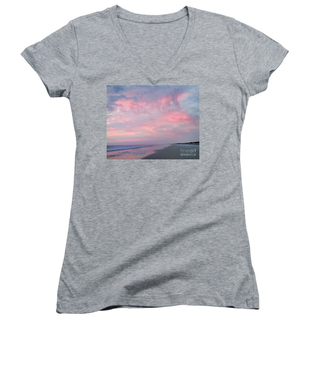Pink Women's V-Neck featuring the photograph Pretty in Pink #2 by LeeAnn Kendall