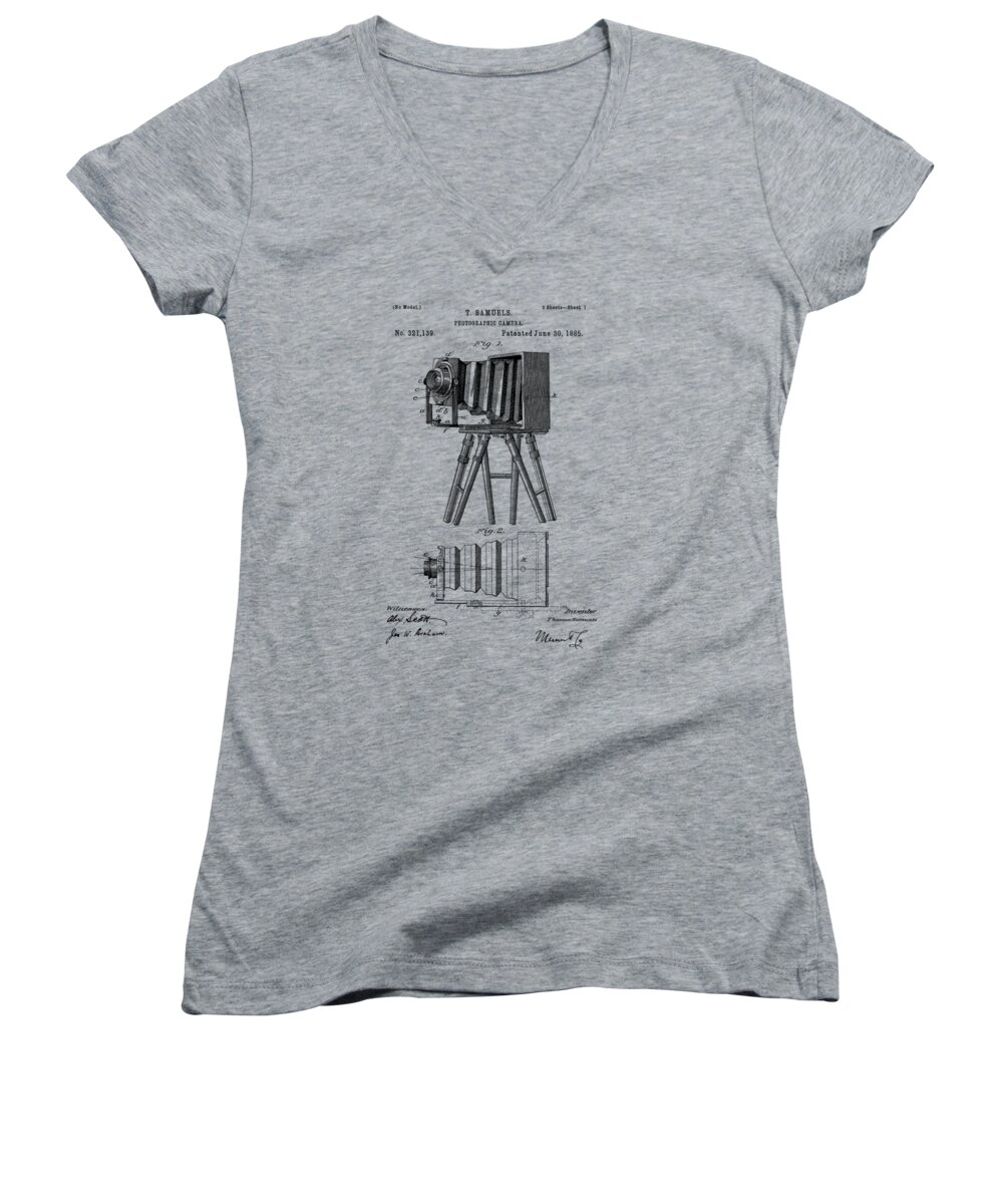 1885 View Camera Women's V-Neck featuring the drawing 1885 View Camera Patent by Barry Jones
