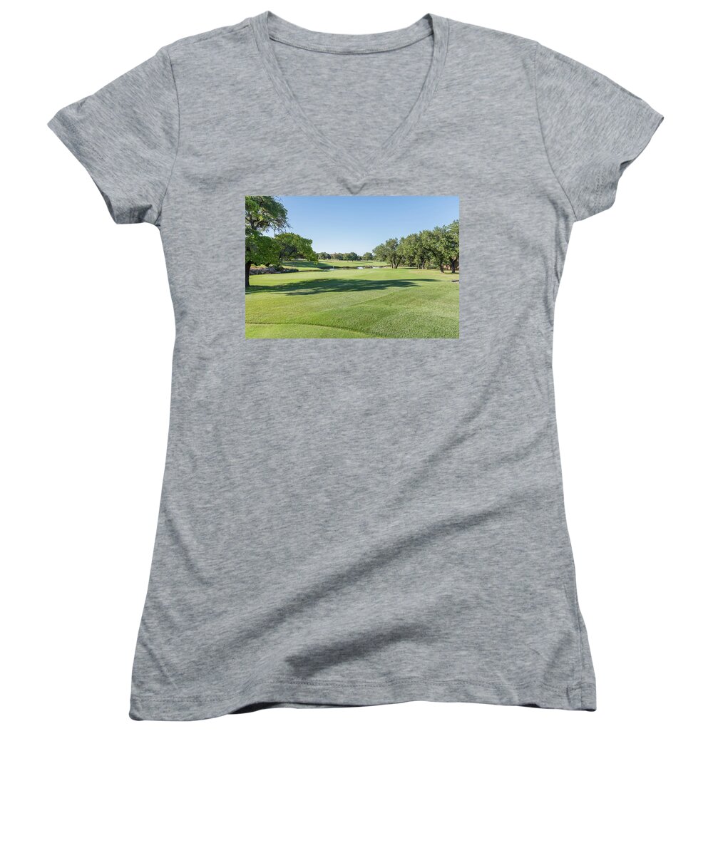 18th Hole Women's V-Neck featuring the photograph 18th Hole by John Johnson