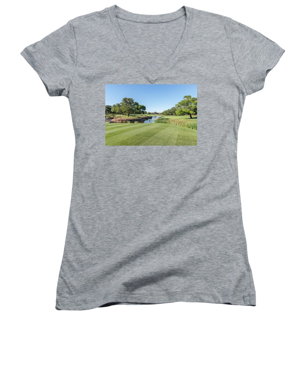 18th Hole Women's V-Neck featuring the photograph 18th Hole - view 3 by John Johnson