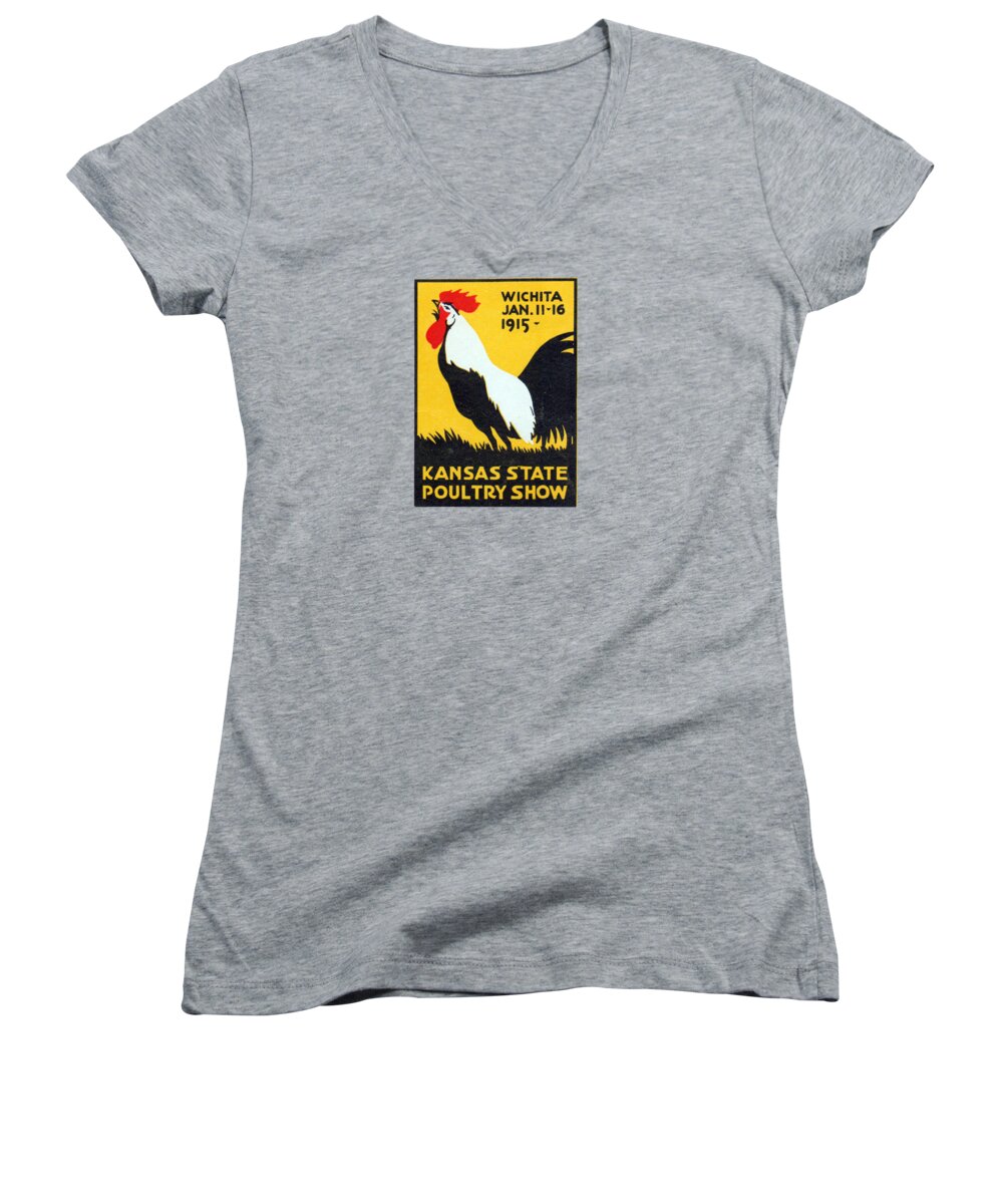 Poultry Women's V-Neck featuring the painting 1915 Kansas Poultry Fair by Historic Image
