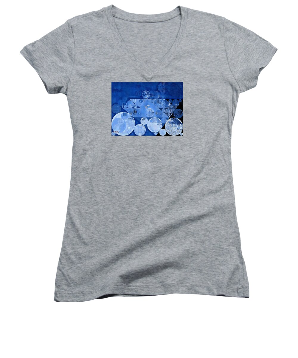 Scenic Women's V-Neck featuring the digital art Abstract painting - Havelock blue #2 by Vitaliy Gladkiy