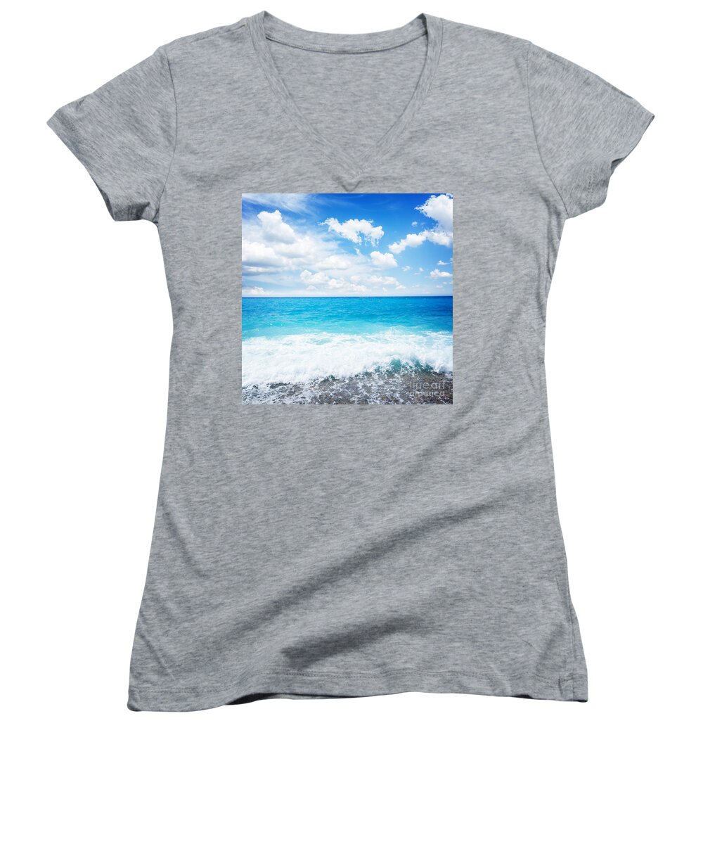 Nice Women's V-Neck featuring the photograph cote dAzur, France #2 by Anastasy Yarmolovich