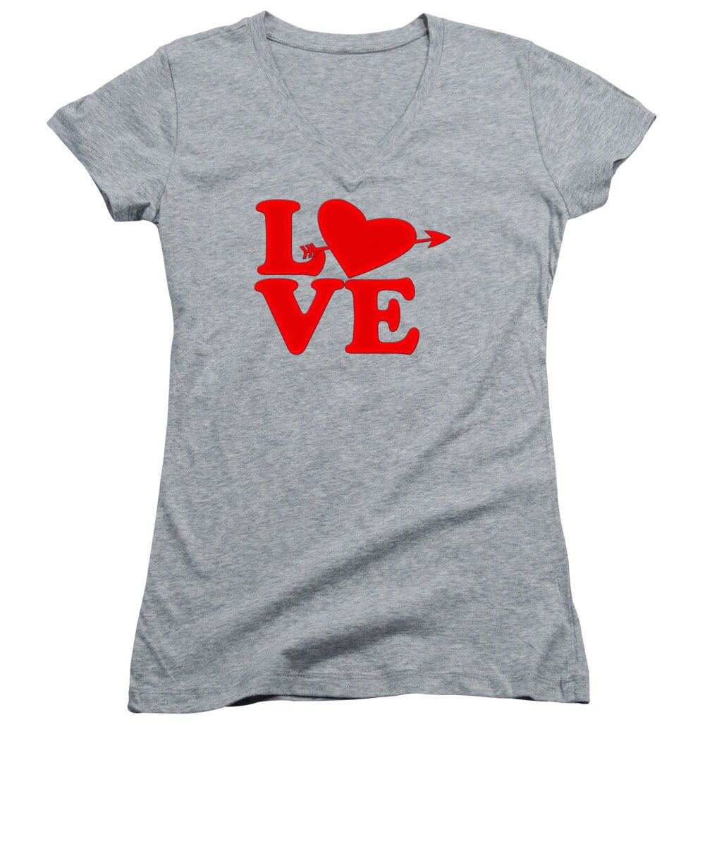 Love Women's V-Neck featuring the digital art Love #2 by Bill Cannon