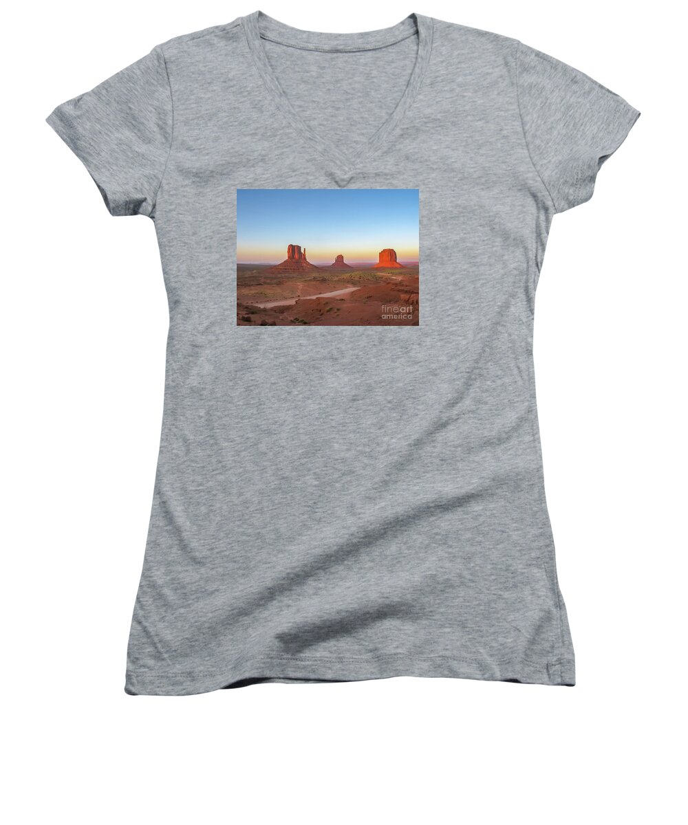 American Women's V-Neck featuring the photograph Monument Valley #2 by Benny Marty