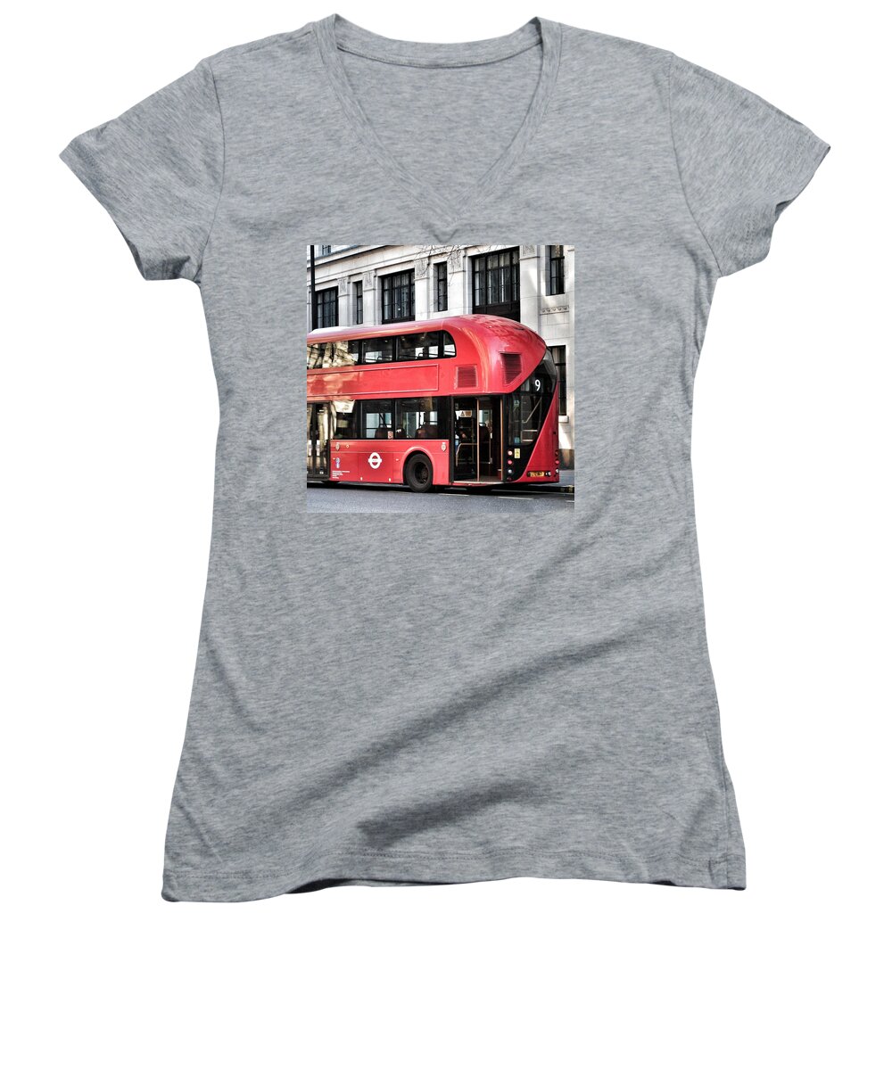 London Women's V-Neck featuring the photograph Red Bus in London #2 by Joshua Miranda
