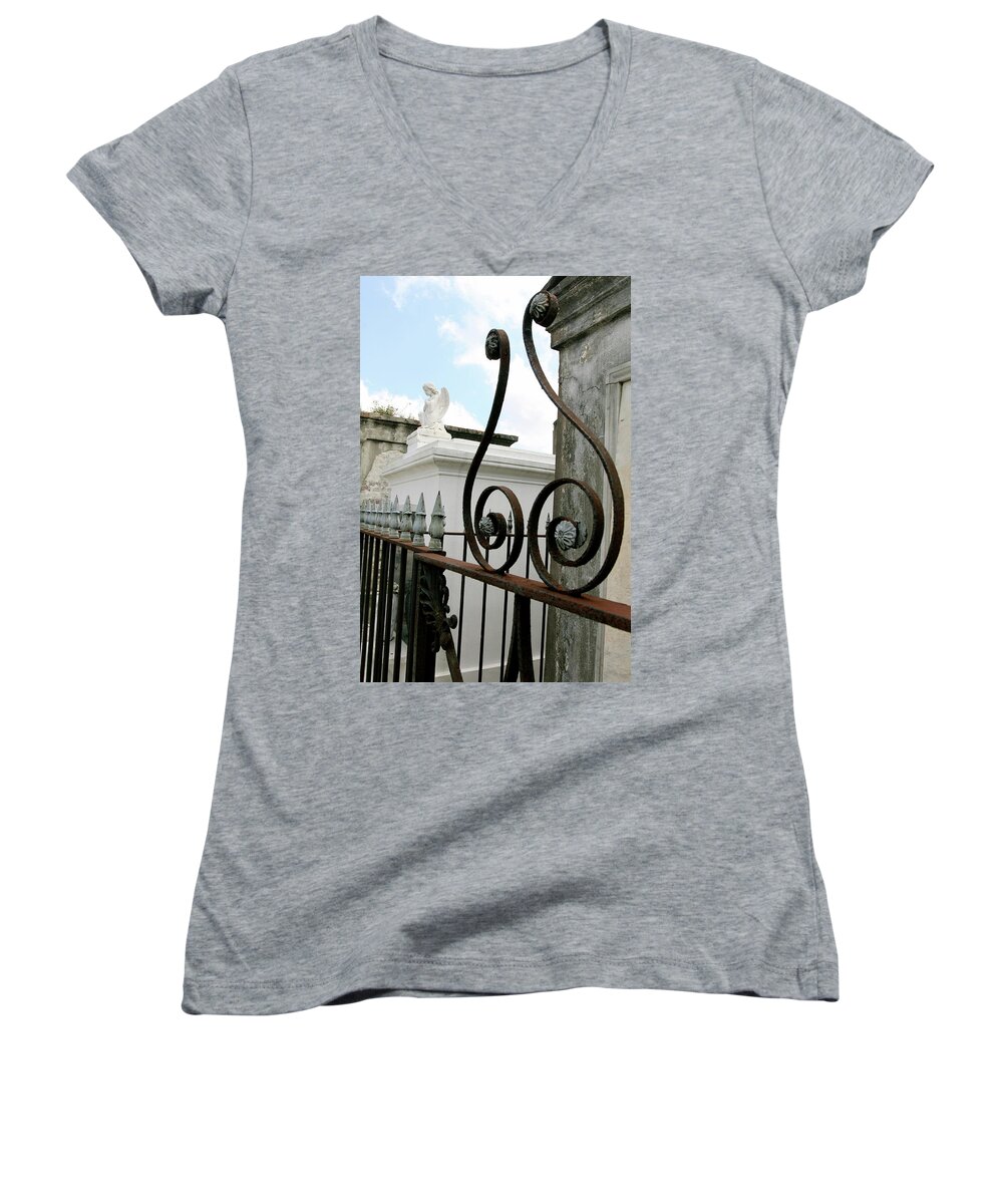 Cemetery Women's V-Neck featuring the photograph Protection of the Lost by Brandy Little