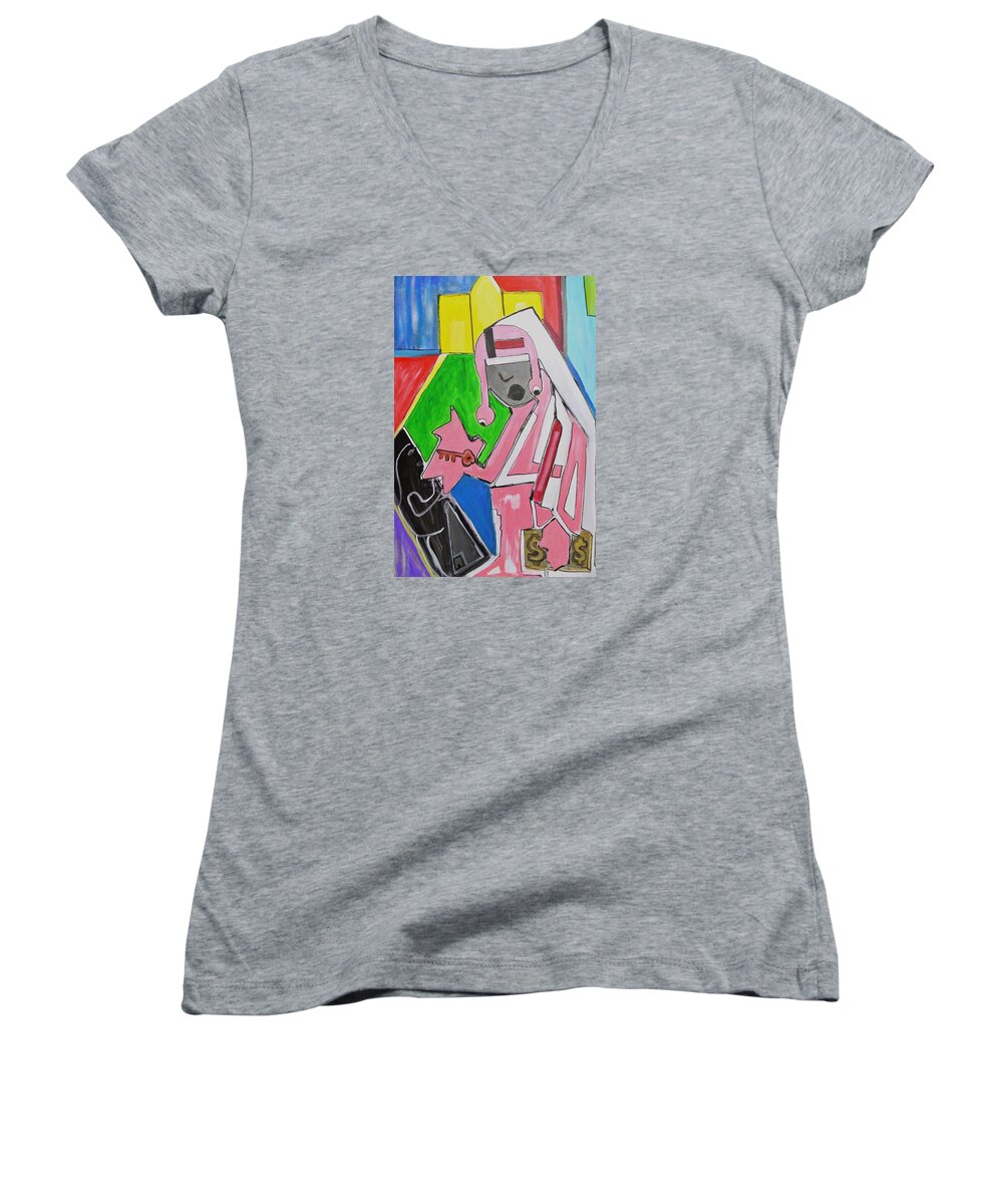 Nature Women's V-Neck featuring the painting Untitled #2 by Jose Rojas