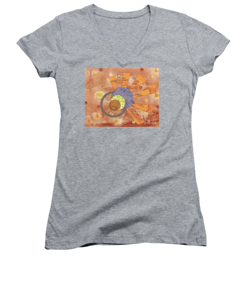 Orange Women's V-Neck featuring the mixed media 2Life by Desiree Paquette
