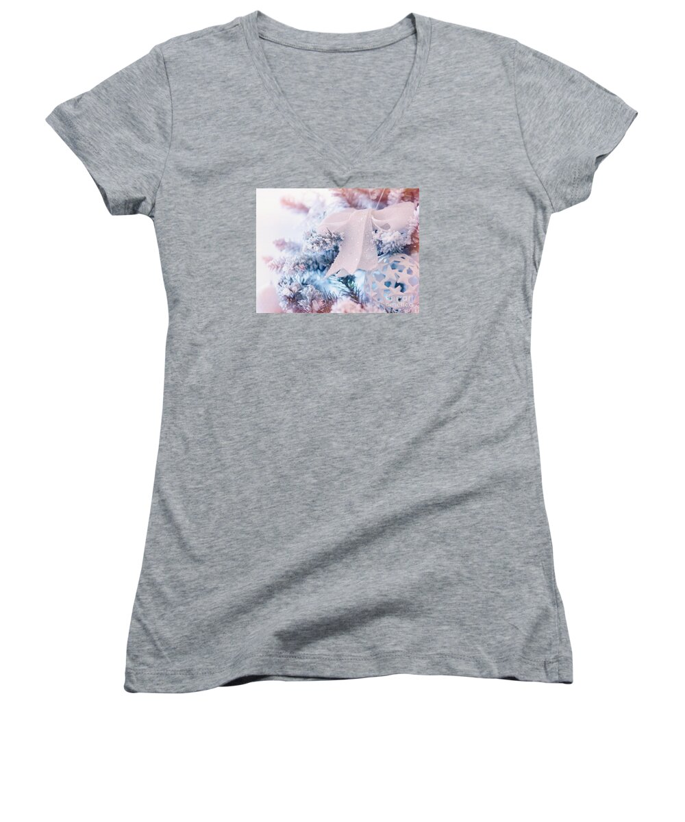 Background Women's V-Neck featuring the photograph Beautiful Christmas decoration #3 by Anna Om