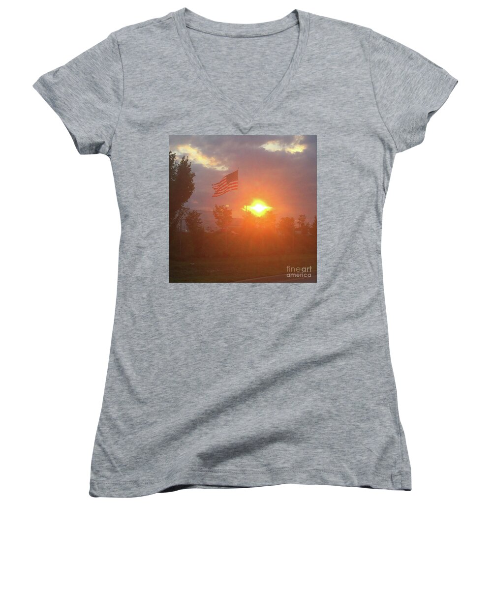 God Women's V-Neck featuring the photograph GOD Bless America #3 by Matthew Seufer