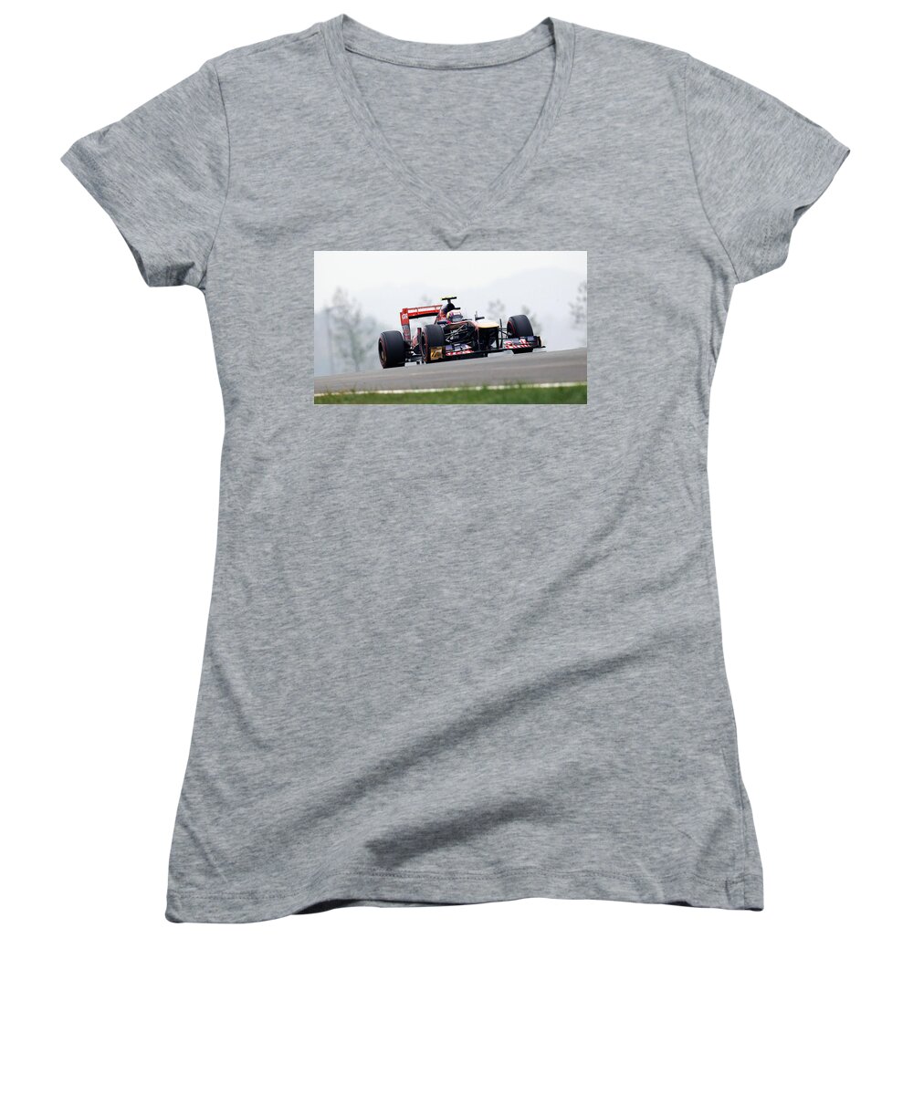 F1 Women's V-Neck featuring the digital art F1 #4 by Super Lovely