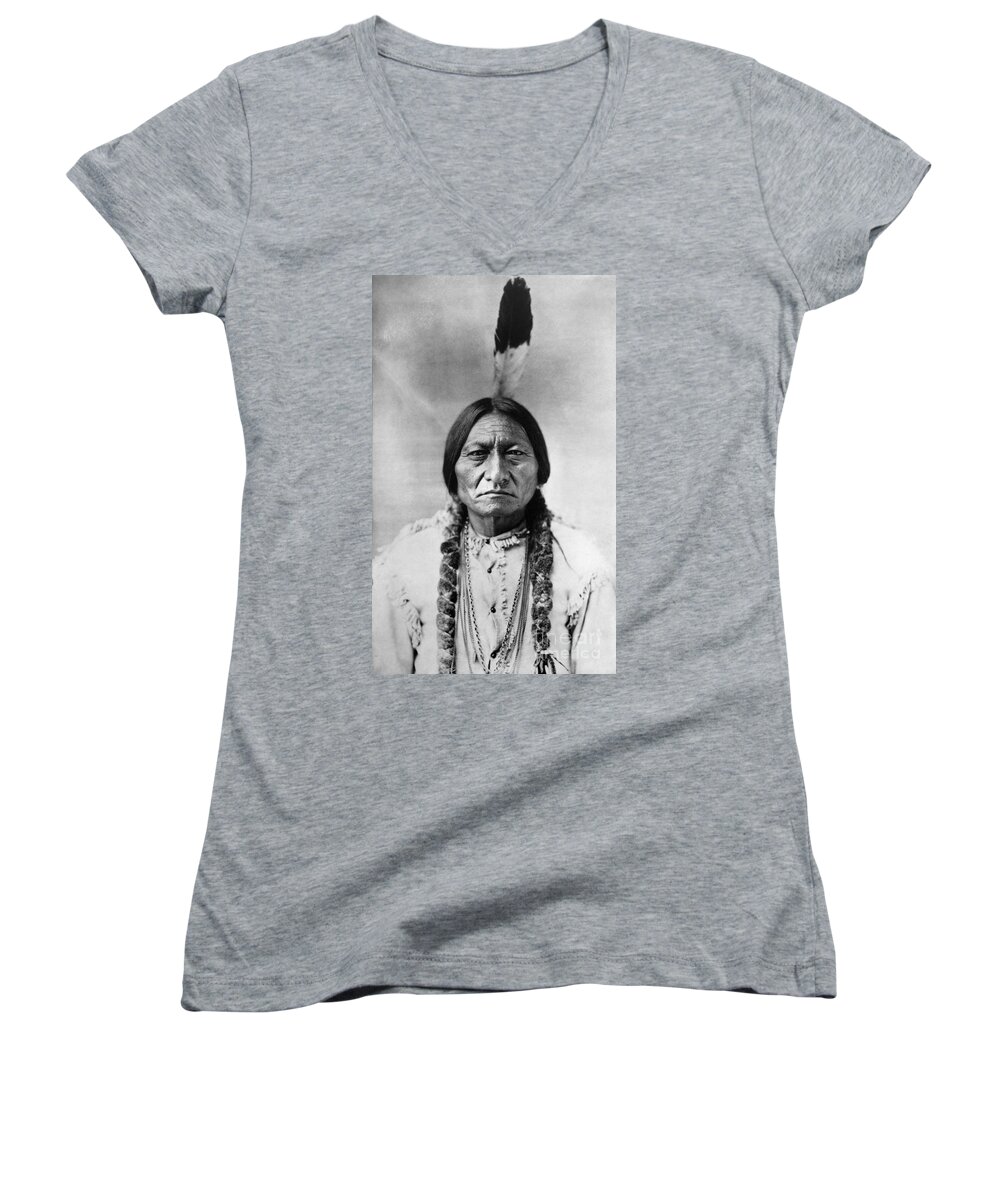 19th Century Women's V-Neck featuring the photograph Sitting Bull 1834-1890 #3 by Granger