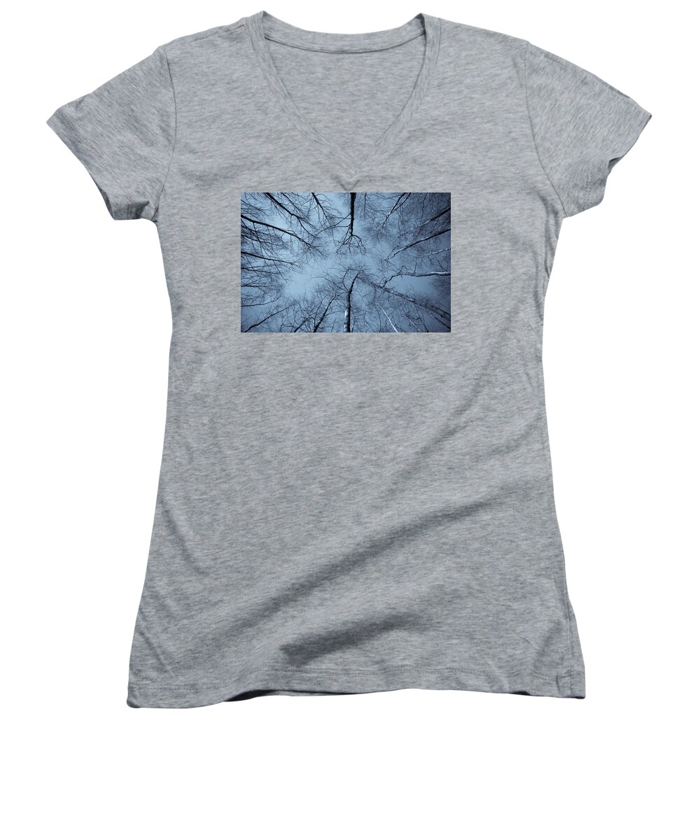 Tree Women's V-Neck featuring the photograph Trees in Epping Forest #4 by David Pyatt