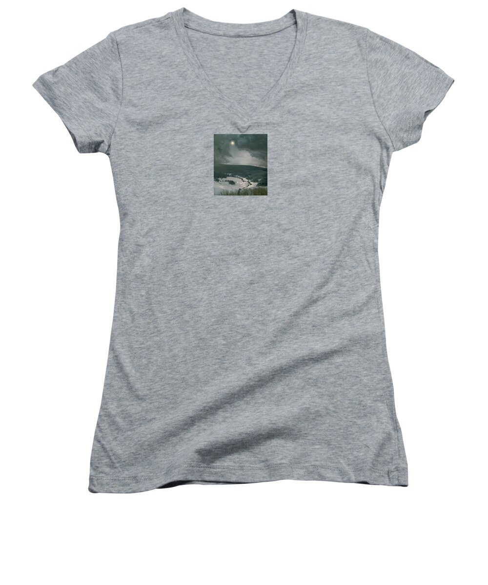 Snow Women's V-Neck featuring the photograph 4364 by Peter Holme III