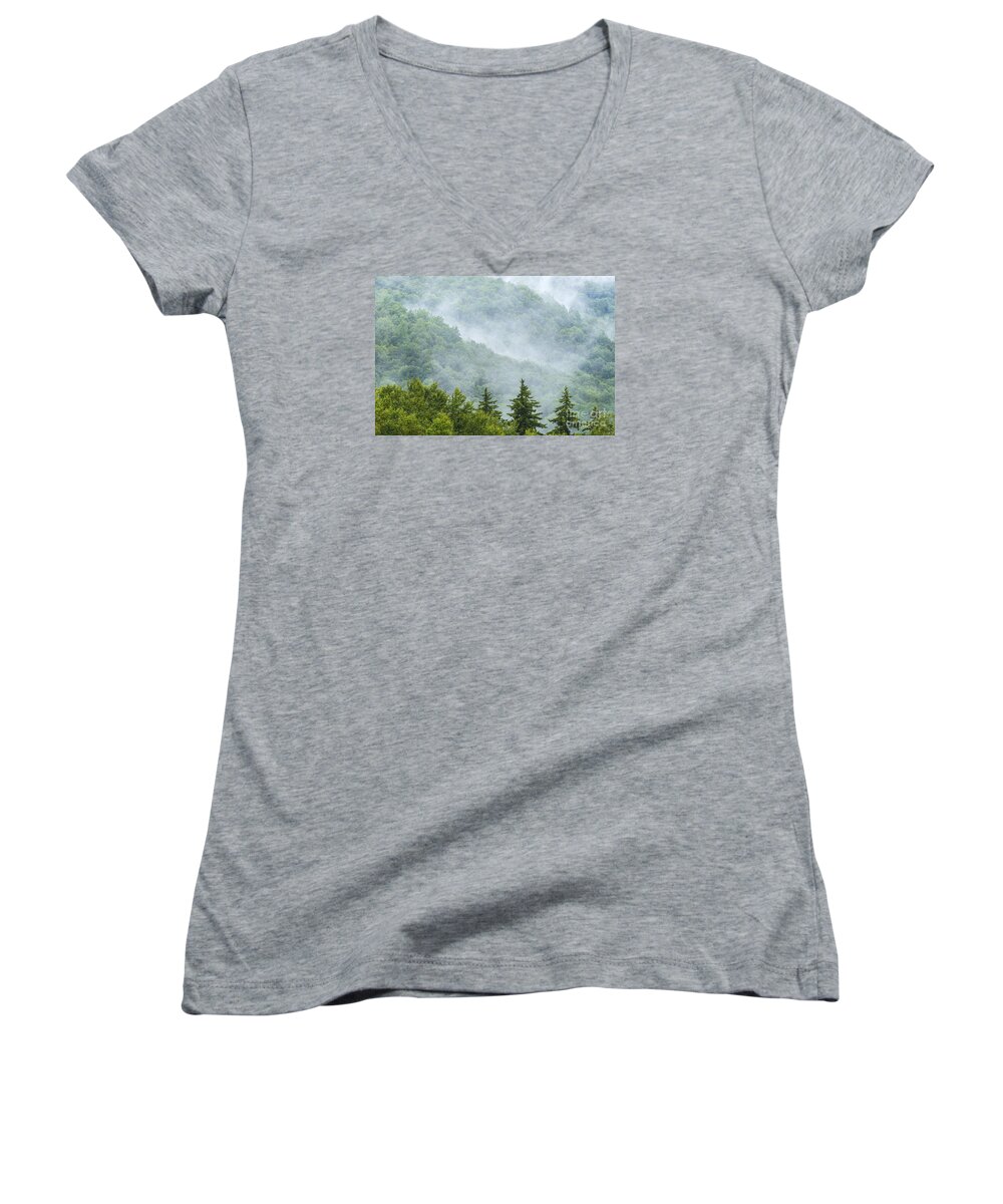 Summer Women's V-Neck featuring the photograph Mountain Mist #5 by Thomas R Fletcher