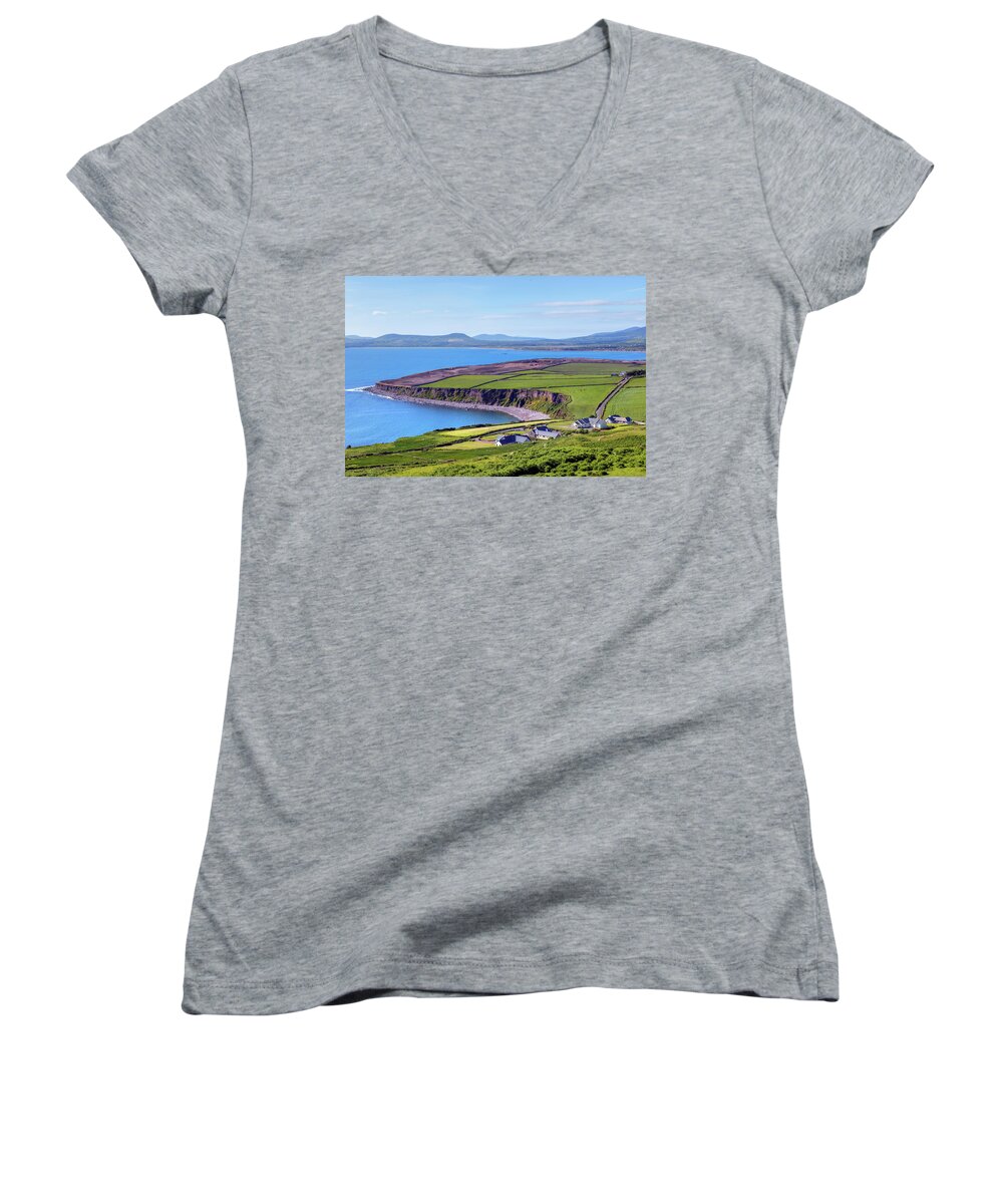 Ballingskelligs Bay Women's V-Neck featuring the photograph Ring of Kerry - Ireland #5 by Joana Kruse