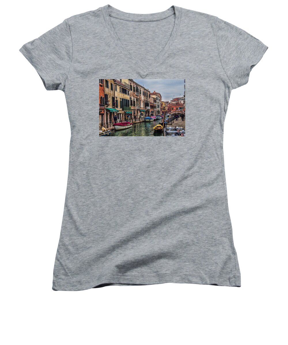 Venice Women's V-Neck featuring the photograph Venice #6 by Shirley Mangini