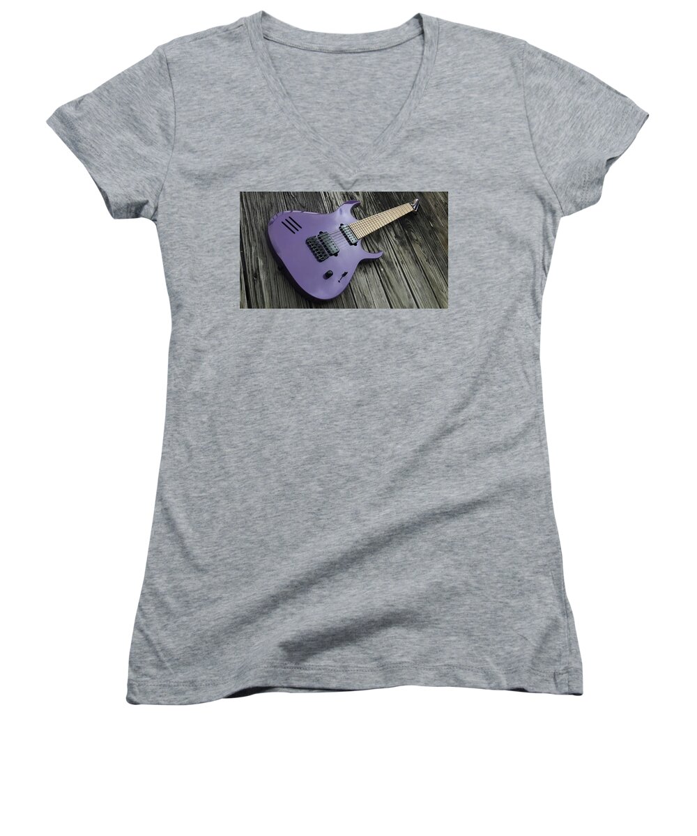 Guitar Women's V-Neck featuring the photograph Guitar #8 by Jackie Russo