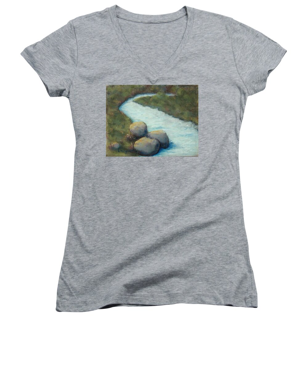 Water Women's V-Neck featuring the painting A Cool Dip by Laurie Morgan