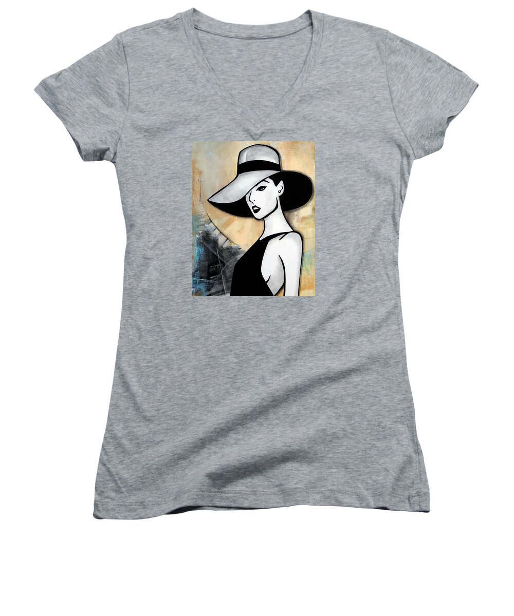 Fidostudio Women's V-Neck featuring the painting A Moment In Time by Tom Fedro