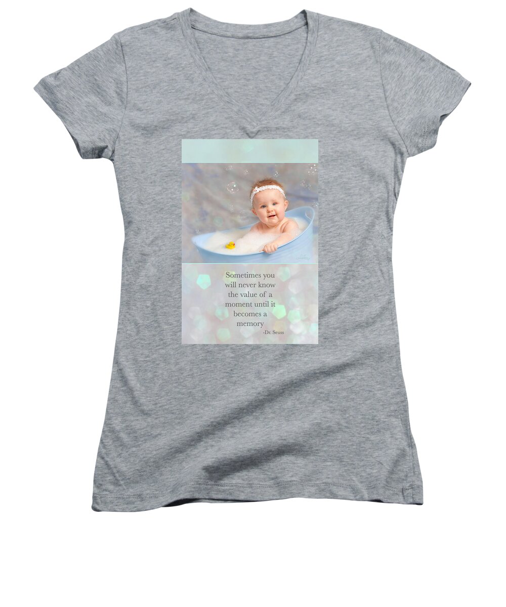 Greeting Card Women's V-Neck featuring the photograph A Moment by Jill Love