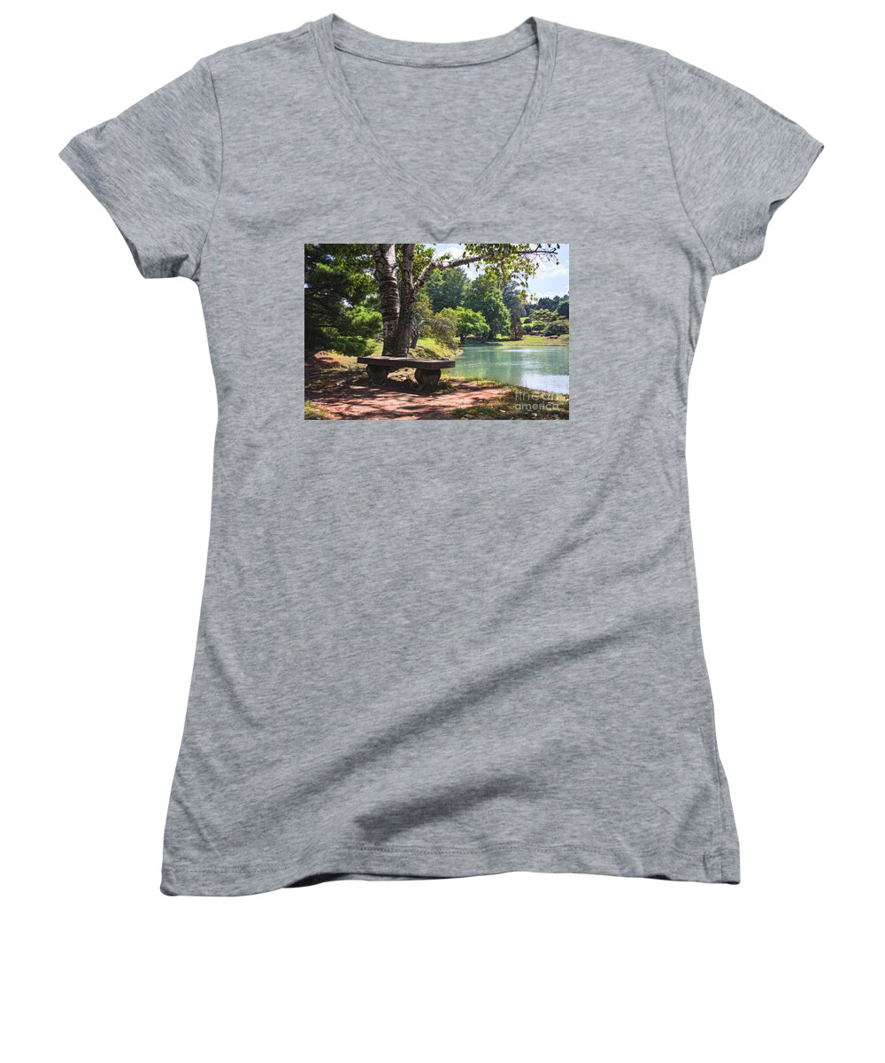 Nature Women's V-Neck featuring the photograph A Place To Ponder by Sharon McConnell