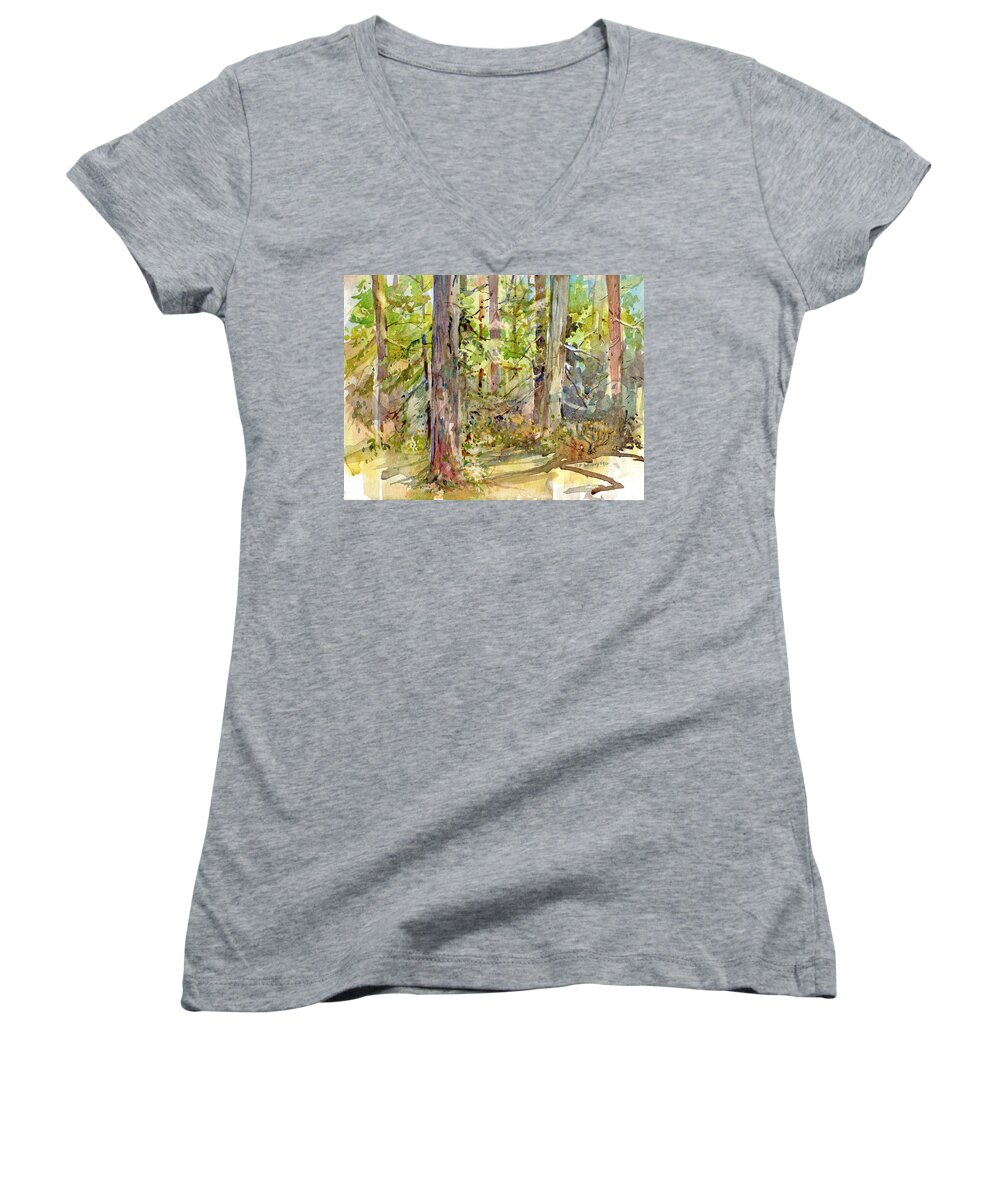 New England Scenes Women's V-Neck featuring the painting A Stand of Trees by P Anthony Visco