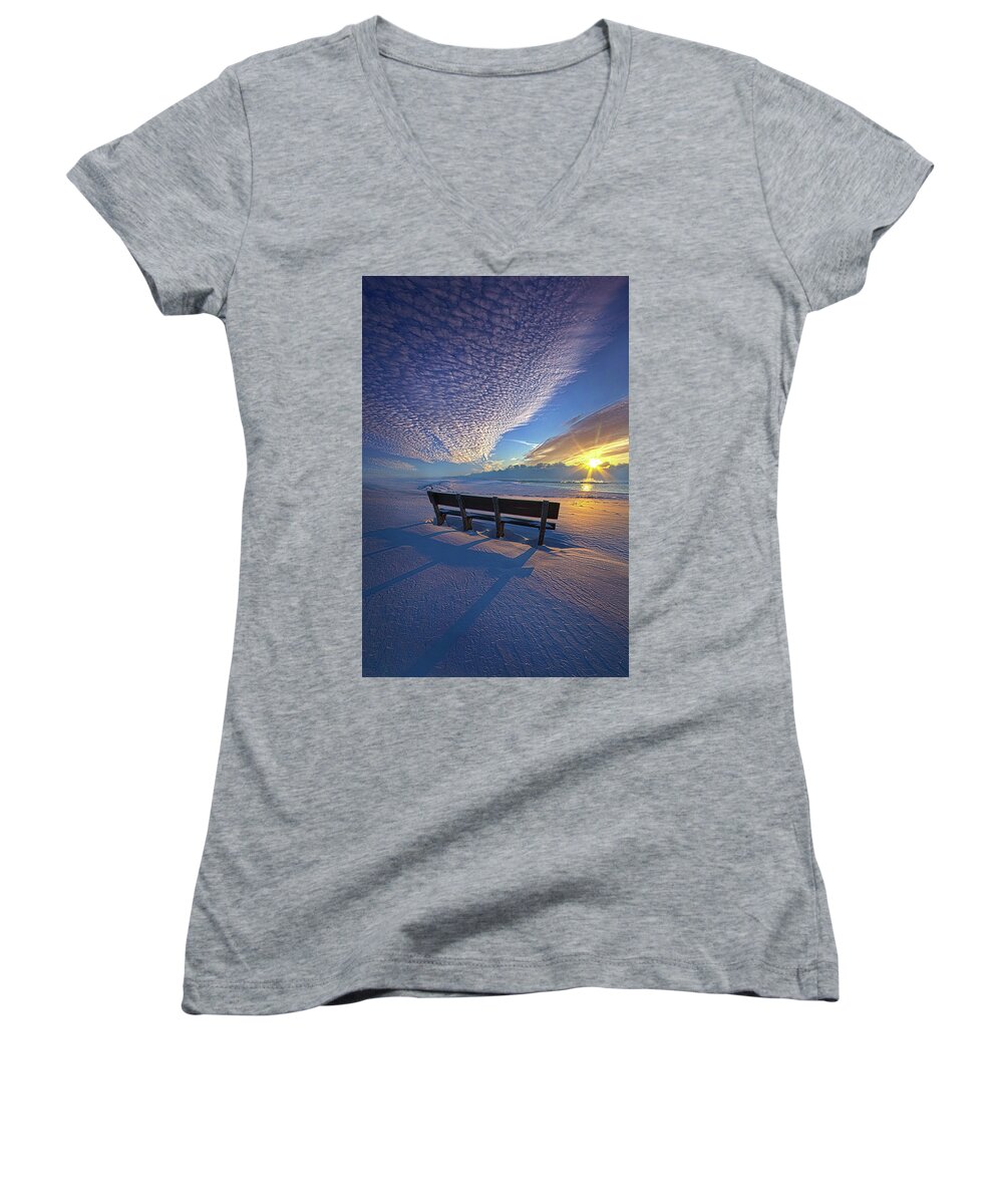Journey Women's V-Neck featuring the photograph A Whole World In Front Of Us by Phil Koch