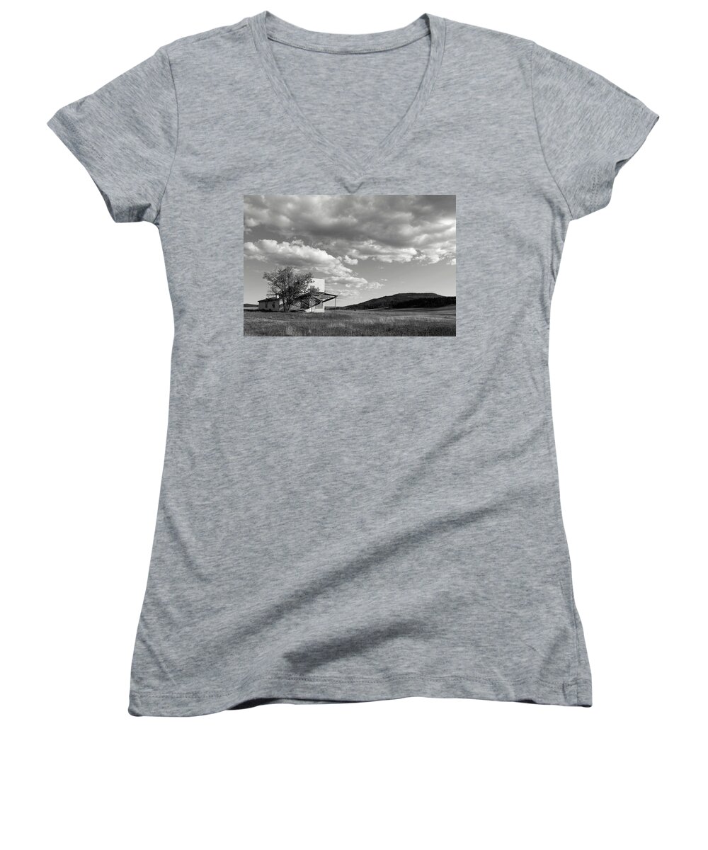 Abandoned Women's V-Neck featuring the photograph Abandoned in Wyoming by Angela Moyer
