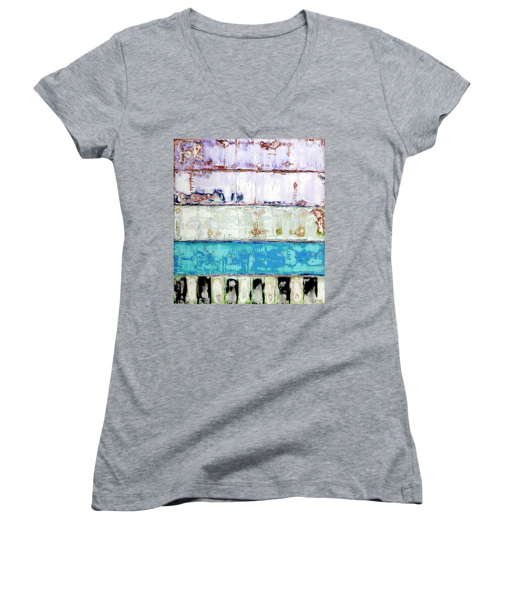 Abstract Prints Women's V-Neck featuring the painting Art Print Abstract 31 by Harry Gruenert