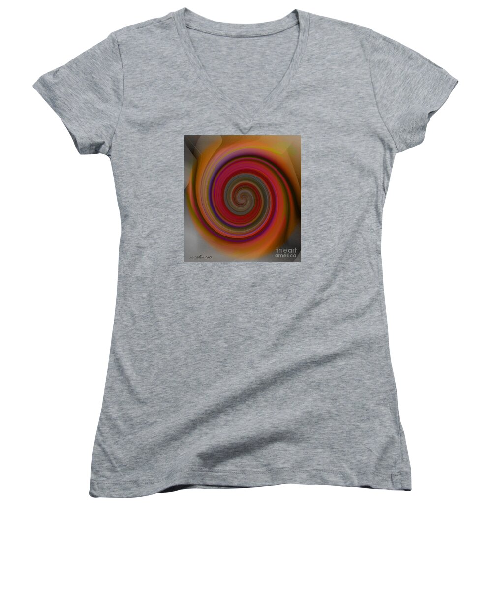Abstract Women's V-Neck featuring the digital art Abstract 9400 by Iris Gelbart